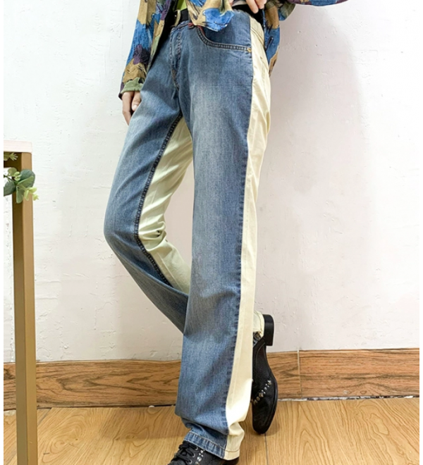 Low waist patchwork jeans